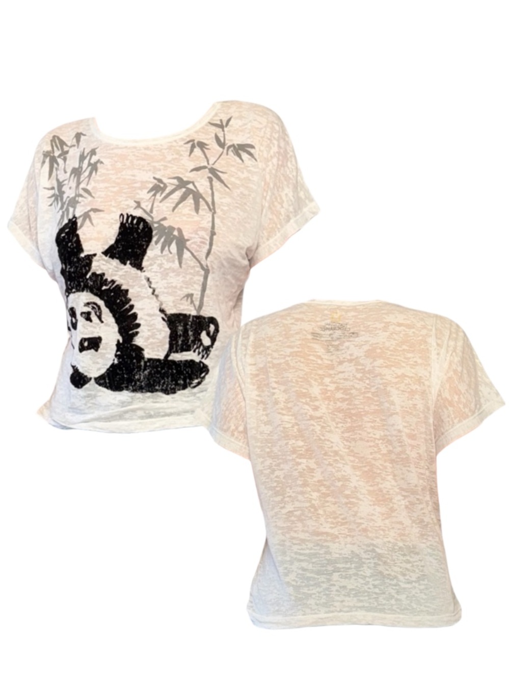 White Sheer Heather Panda Graphic Tee